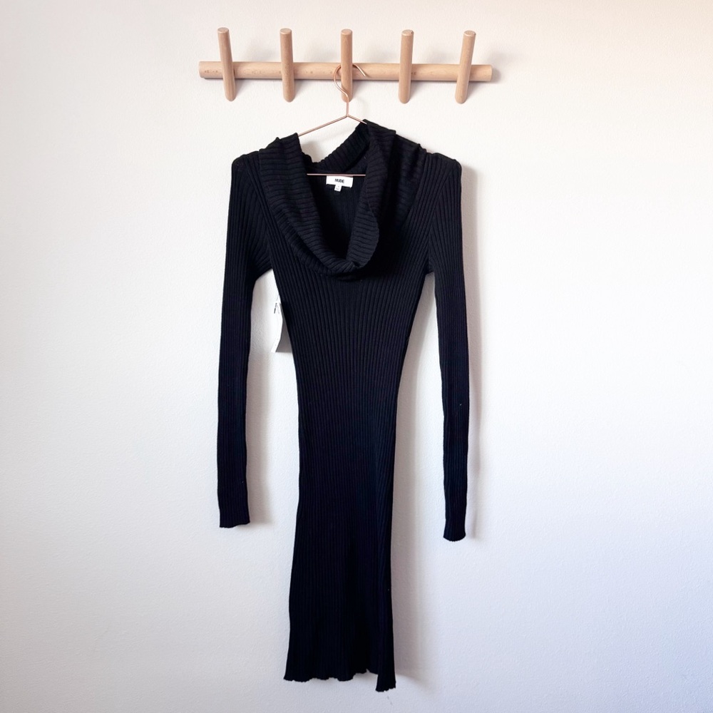 DASH Black Ribbed Knit Dress